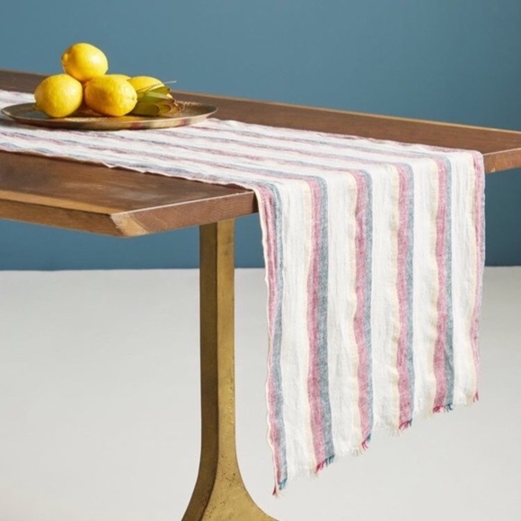Anthropologie Other - Anthropologie Biana Linen Striped Table Runner